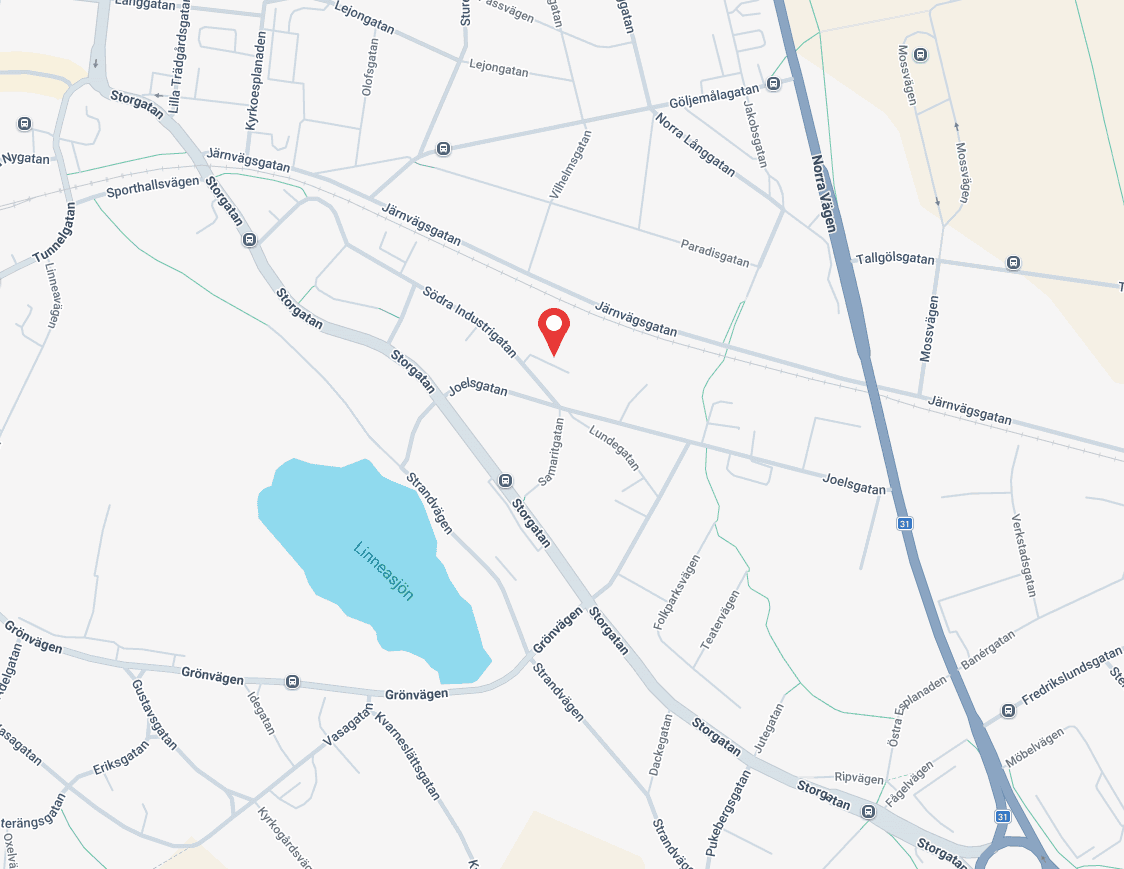 Karta för att hitta till NM Färgbutik i Nybro